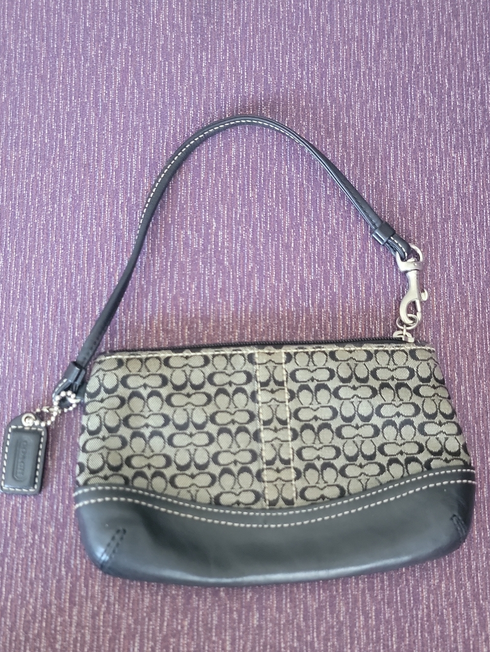 Coach Mini C Monogram Canvas Wristlet